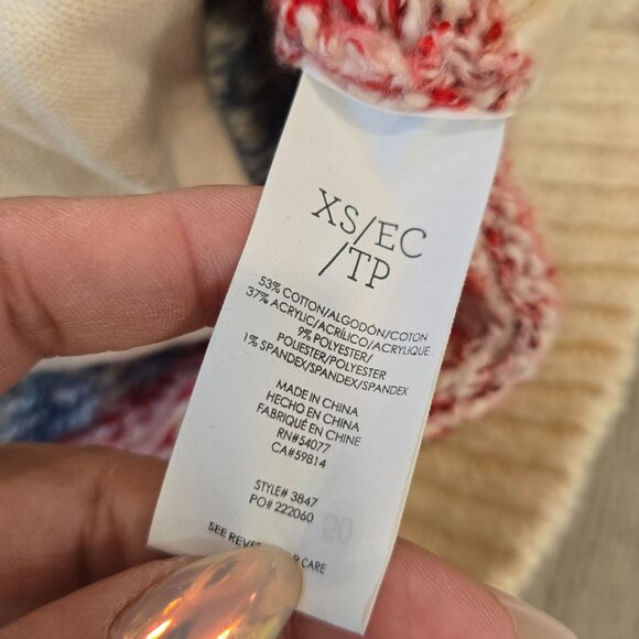 Cabi highlands Womens XS Multicolor Fair Isle Knit Sweater Shawl Collar & Zipper - Picture 4 of 7